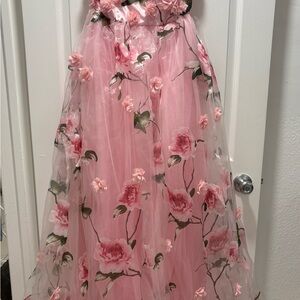 Fashion Nova Pink Strapless Embellished Gown